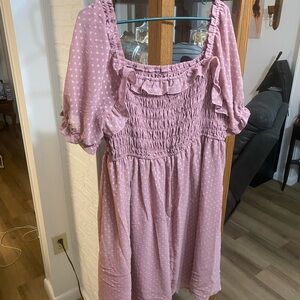 Charming Mauve Polka Dot Dress